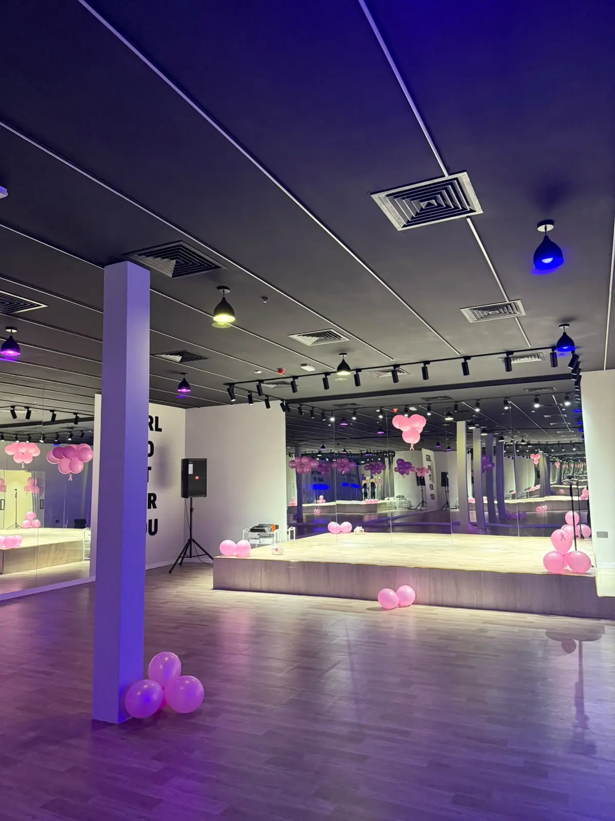 Large group fitness and dance studio